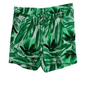 Zac and Rachel Tropical Shorts Pull-on Women Size L Green White Summer Vacation